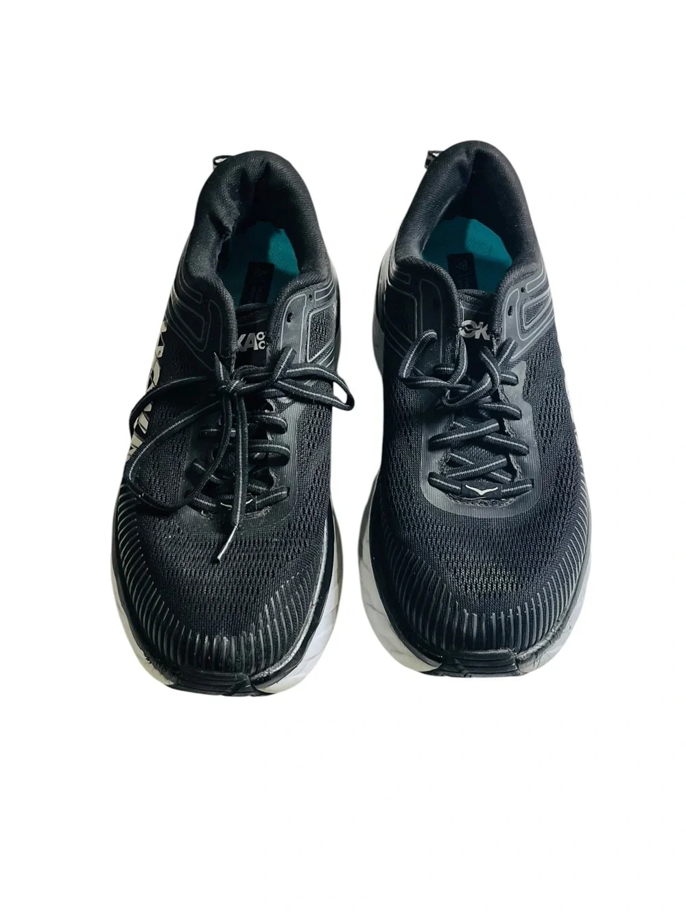 Hoka One One Bondi 7 Black Sz 10.5 D Wide Running Shoe 1110531 BWHT Max Cushion